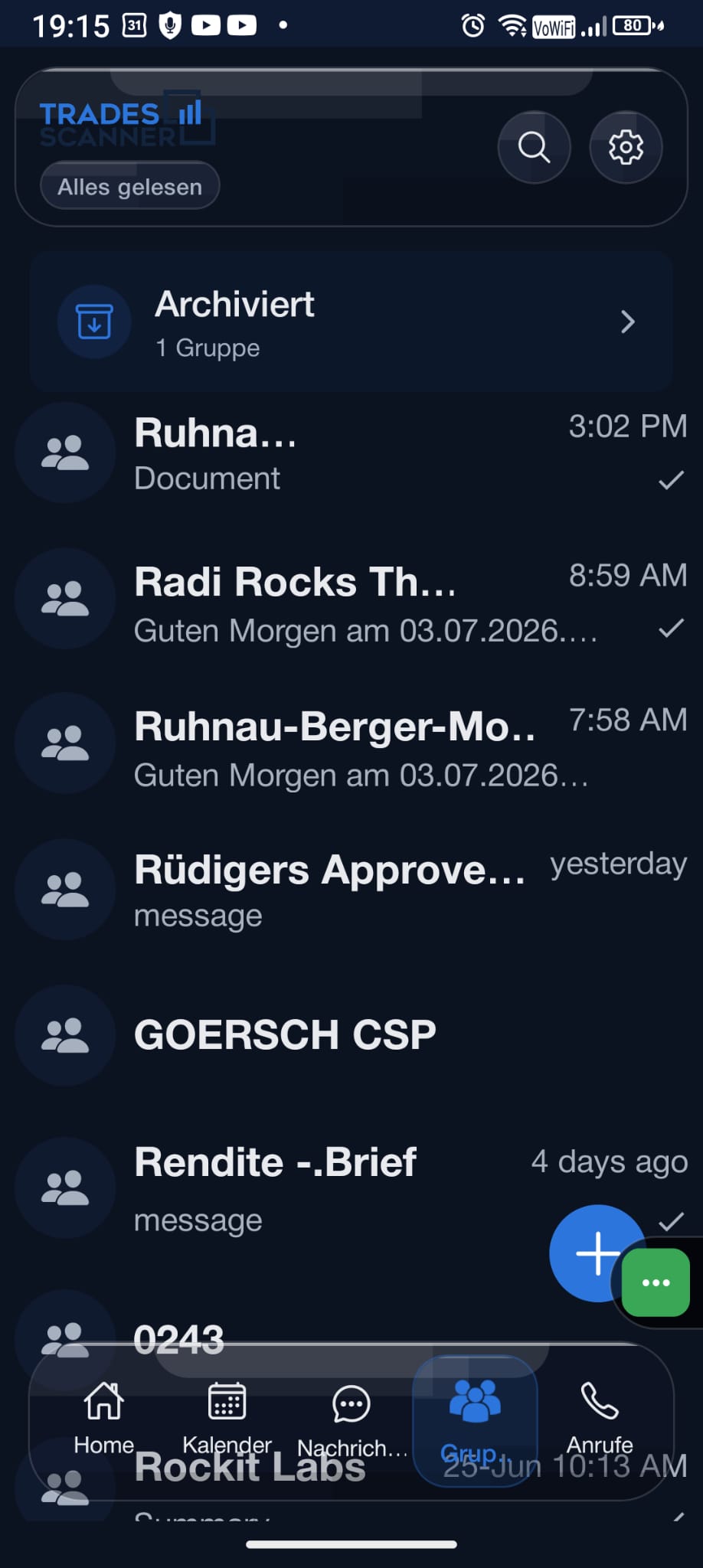 TradesScanner Connect — Gruppen & verschlüsselter Chat